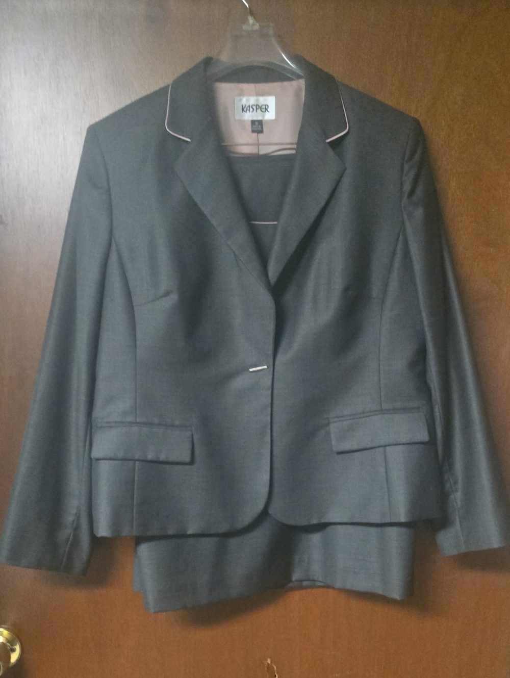 Kasper Women's Charcoal Gray 3-piece Suit with Subtle Piping